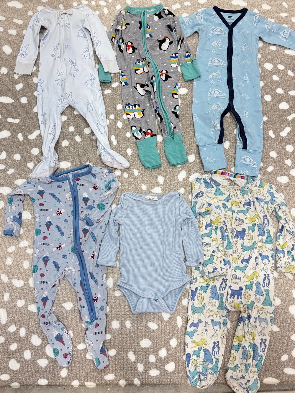 Lot of 6 bamboo footies baby zippy TBBC boy girl unisex pima bunny angel dear